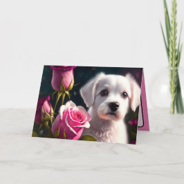 Liten hund och rosenkollektion kort