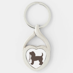 Liten hund silhuett - Välj bakgrundsbild färg Twisted Heart Silverfärgad Nyckelring