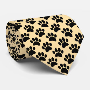 Liten hundfotsavtrycksmönster i svart och beige slips