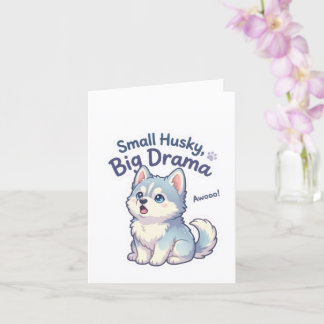 Liten Husky Stor Drama Rolig Valp Kort
