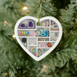 Liten hyllor Bergkristallsamlare 2D-utskrift Klipp Julgransprydnad Keramik