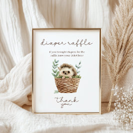 Liten Igelkott Blöja Lotteri Baby Shower Spel Poster