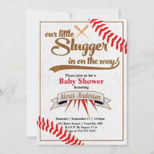 Liten inbjudan till Baseball Baby Shower