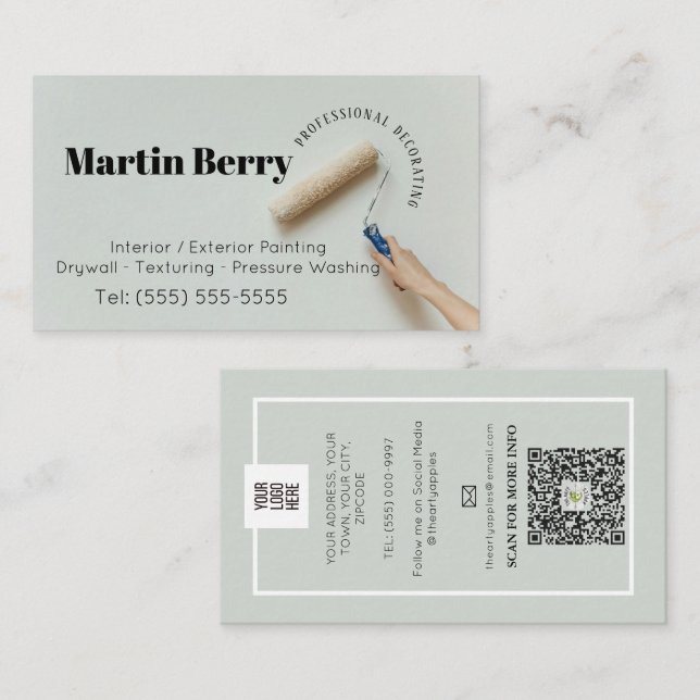 Liten inredingsdesign för enkel målare och dekorat visitkort (Fram/baksida)