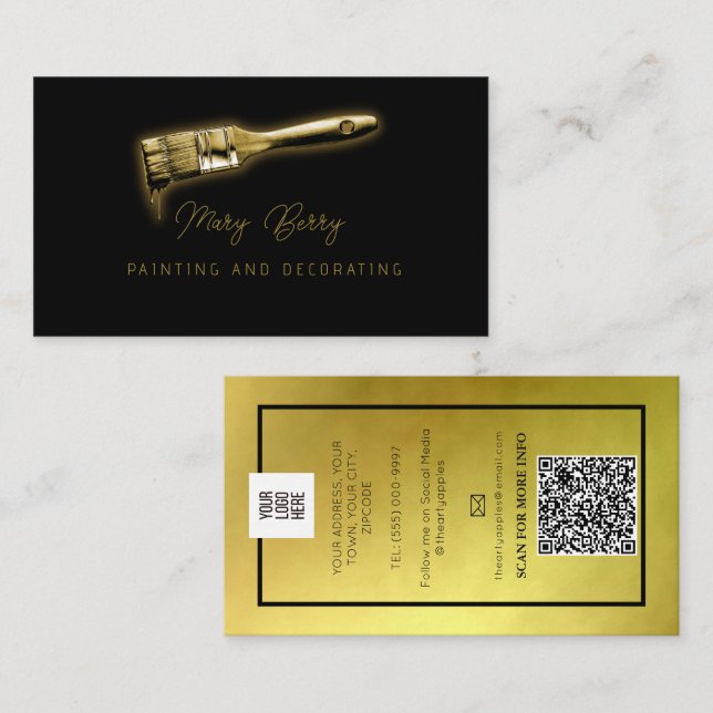 Liten inredingsdesign för målarfärg och dekorator visitkort (Fram/baksida)