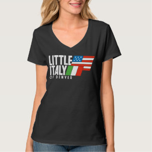 Liten Italien av Denver 80s Retro BLACK V Nacke T Shirt