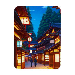 Liten japansk stadsgata nattetid magnet