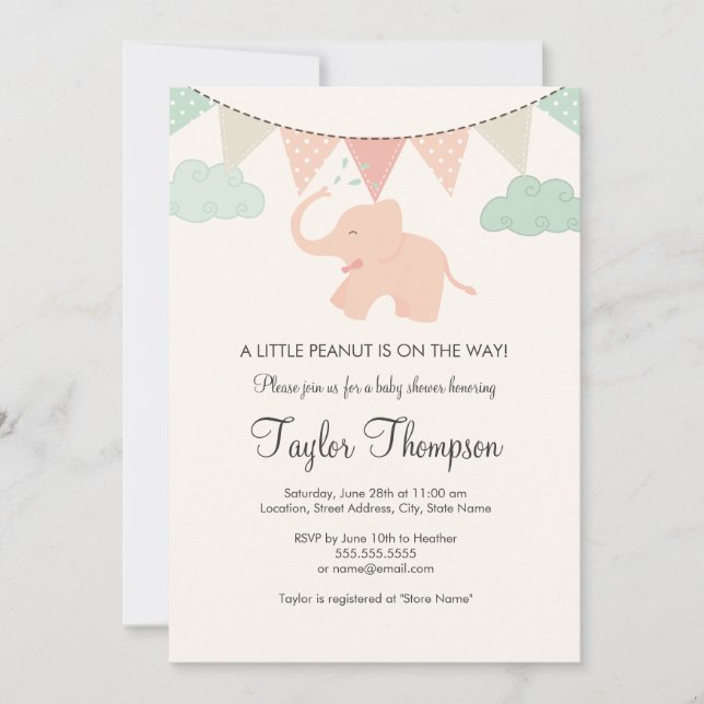 Liten jordnöt Baby Shower Inbjudan (Framsida)