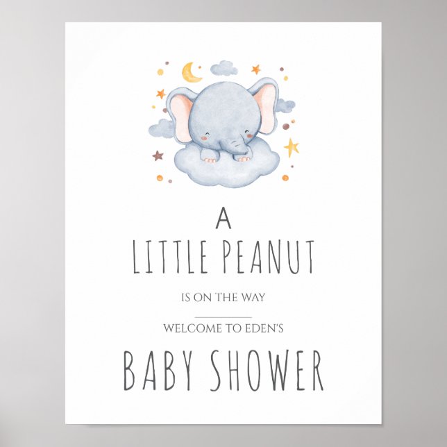 Liten Jordnöt Baby Shower Skylt – Pojke (Framsidan)