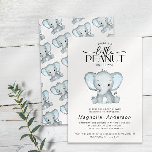 Liten jordnöt blå elefant baby shower inbjudningar