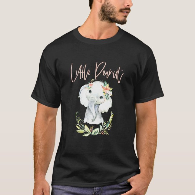Liten Jordnöt Blommig Elefant T Shirt (Framsida)