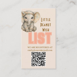 Liten Jordnöt Boho Safari Elefant Pojke Bebis Bada Tilläggskort