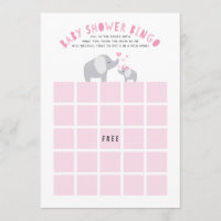 Liten Jordnöt Elefant Baby Shower Bingo Spel Rosa