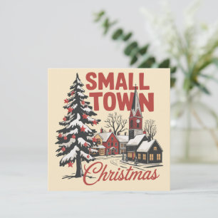 Liten jul i landsbygd Retro familj till jordbrukar Julkort
