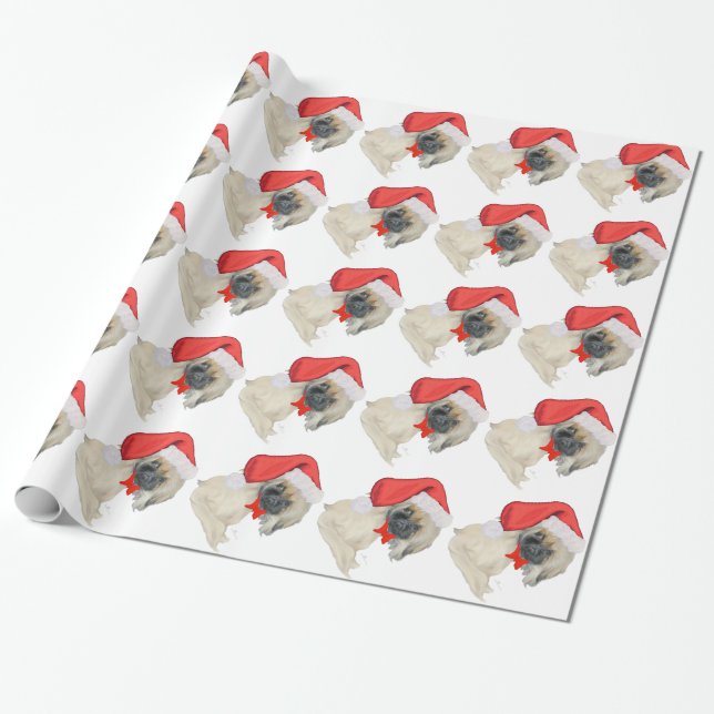 Liten jul tomte Pekingeser Presentpapper (Utrullad)