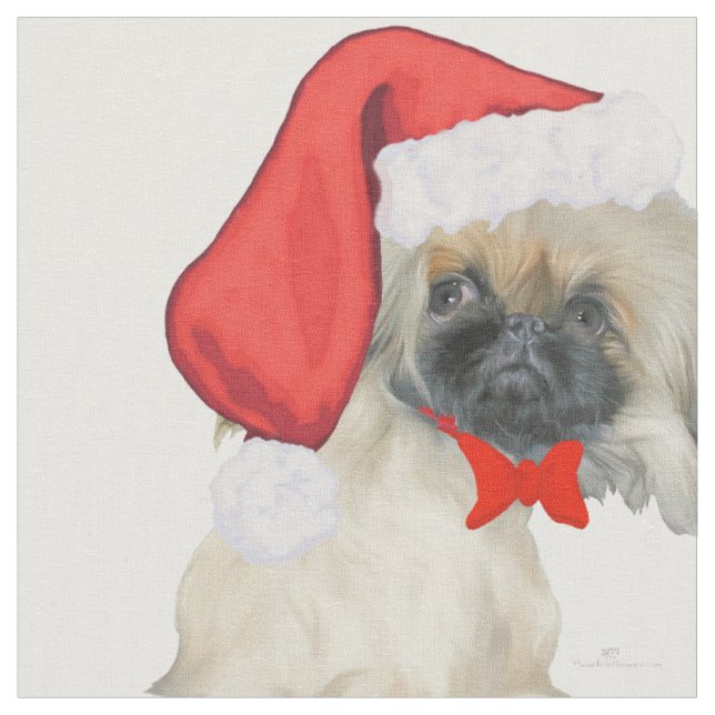 Liten jul tomte Pekingeser Tyg (Närbild)