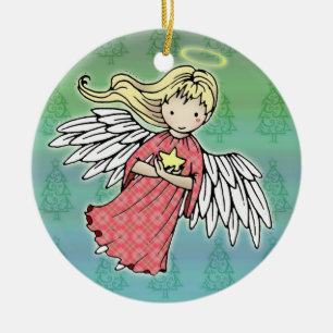 Liten julängel prydnad julgransprydnad keramik