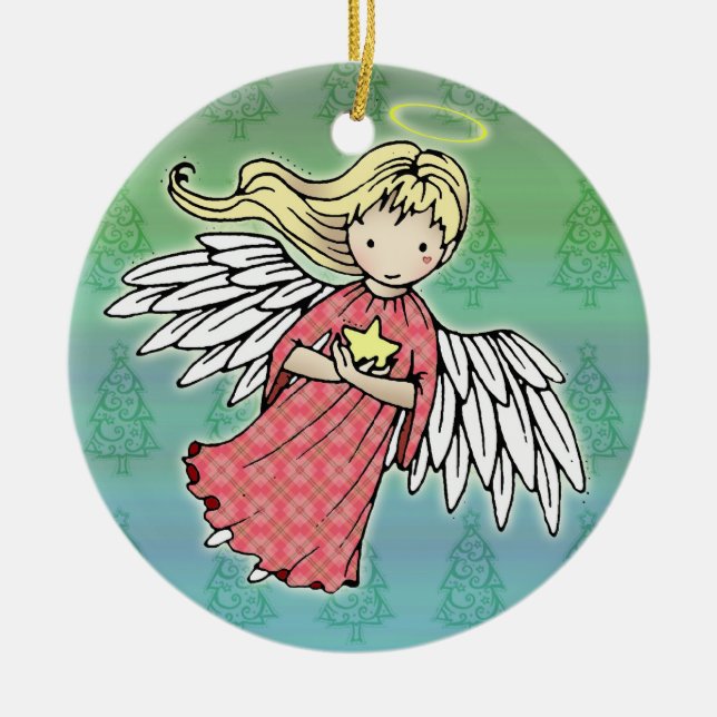 Liten julängel prydnad julgransprydnad keramik (Framsidan)