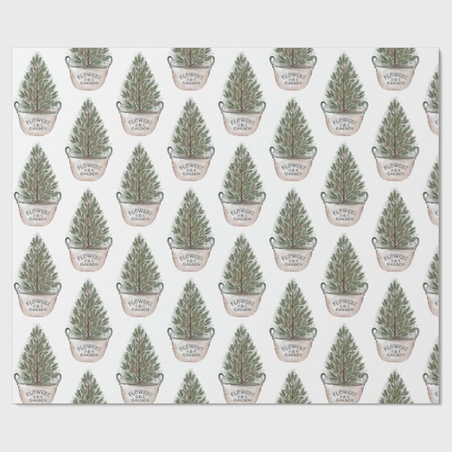 Liten julgransmönster presentpapper (Platt)