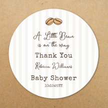 Liten kaffeböna  Baby Shower Tacksamhetskort