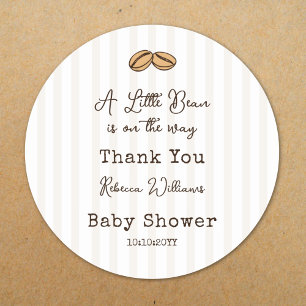 Liten kaffeböna Baby Shower Tacksamhetskort Runt Klistermärke