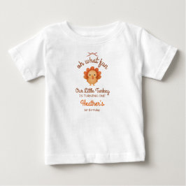 Liten kalkon 1-års födelsedagsbaby T-shirt