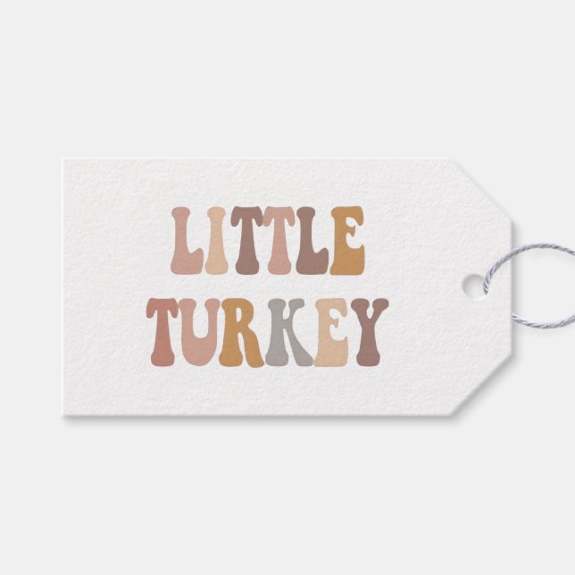 Liten kalkon höst Thanksgiving baby Presentetikett (Framsidan (Horisontell))