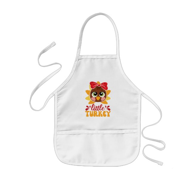 Liten kalkonflicka Kids Thanksgiving Barnförkläde (Framsidan)
