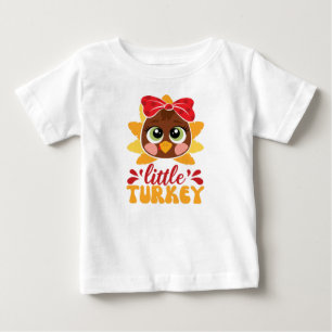 Liten kalkonflicka Kids Thanksgiving T Shirt