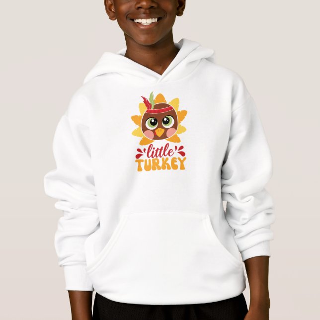 Liten kalkonpojke Kids Thanksgiving T Shirt (Framsida)