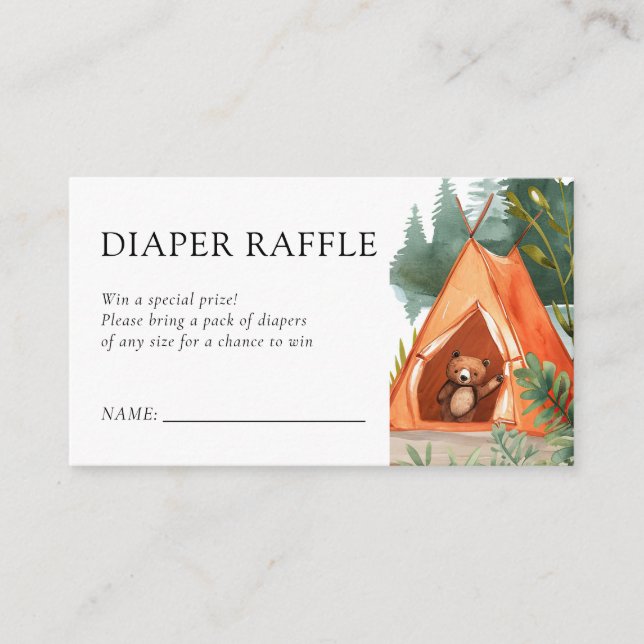 Liten kamper Bear Baby Shower Raffle Tilläggskort (Framsida)