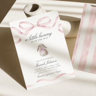 Liten kanin baby shower Flicka Rosa Vår Påsk Inbjudningar