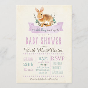 Liten kanin baby shower inbjudan