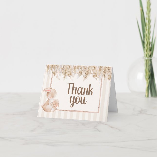 Liten Kanin Baby Shower Tack Kort (Framsida)