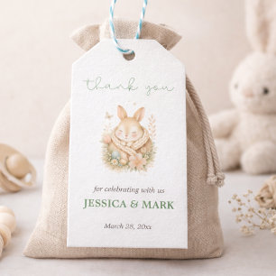 Liten Kanin Baby Shower Tackkort Presentetikett