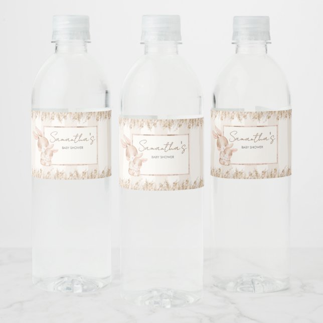 Liten Kanin Baby Shower Vattenflaskor Etikett (Flaskor)