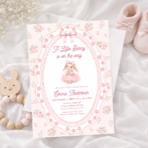 Liten kanin floral flicka baby shower-inbjudan