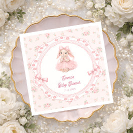 Liten kanin rosa blommig flicka baby shower pappersservett