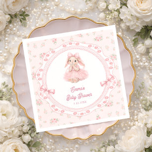 Liten kanin rosa blommig flicka baby shower pappersservett