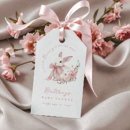 Liten kanin rosa rosett baby shower presentetikett