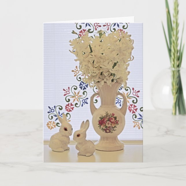 Liten kaniner och vas helgkort (Framsida)