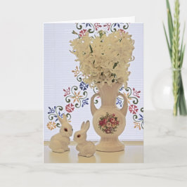 Liten kaniner och vas helgkort