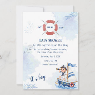Liten Kapten Baby Shower Inbjudan | Marin I