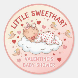 Liten kära Valentine's Baby Shower Favor Runt Klistermärke