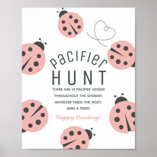Liten kärleksbugg Nyckelpiga Rosa Baby Napp Jakt Poster