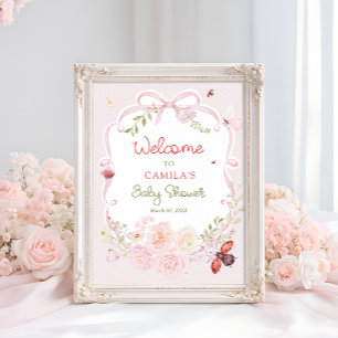 Liten kärleksbugs blom Baby Shower Välkommen Poster