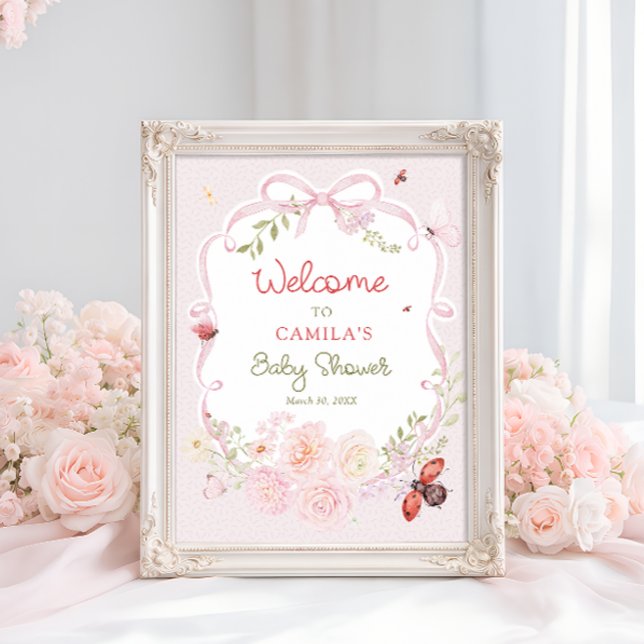 Liten kärleksbugs blom Baby Shower Välkommen  Poster (Skapare uppladdad)
