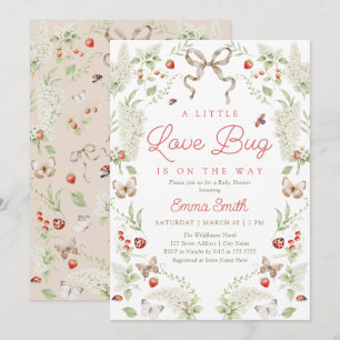 Liten kärleksbugs blomsterbåge baby shower-inbjuda inbjudningar