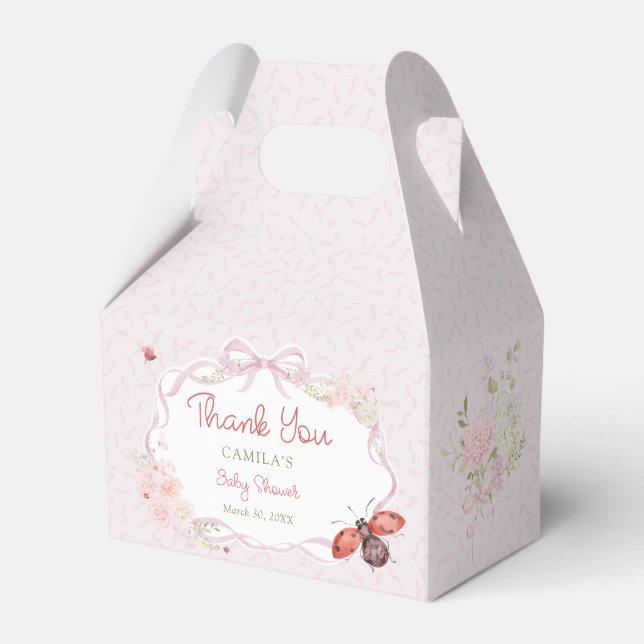 Liten kärleksbugs blomsterflicka baby shower presentaskar (Framsidan Sidan)