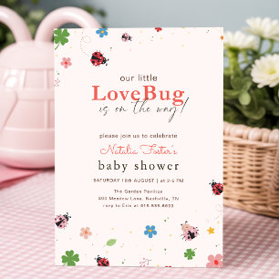 Liten kärleksbugs blomsterflicka babyfirande inbjudningar